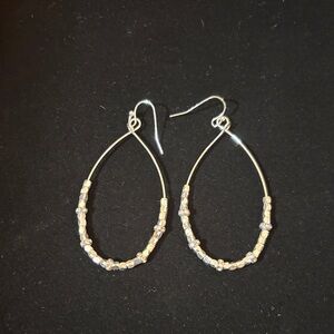 Chic Silver Beaded Teardrop Earrings